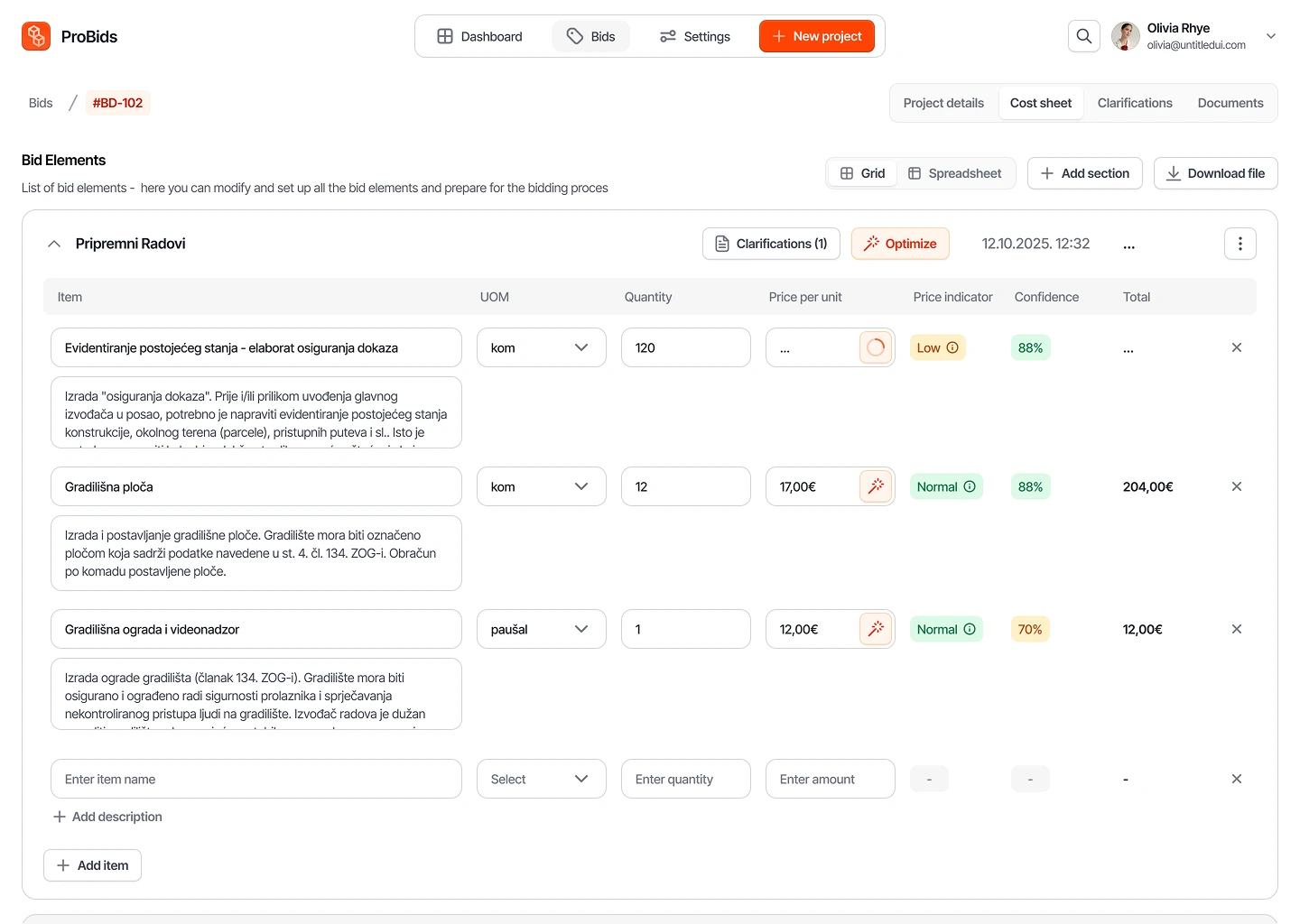 Construction Bidding App